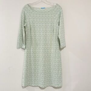 J. McLaughlin Dress‎ Womens XS Green White Catalina Cloth Shift Old Money Luxury